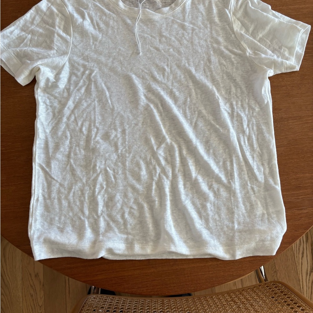 COS White Linen T-Shirt XS